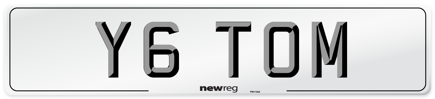 Y6 TOM Number Plate from New Reg